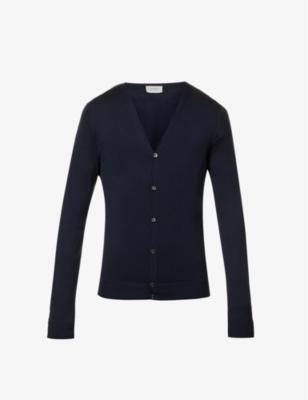 Petworth V-neck merino wool cardigan by JOHN SMEDLEY