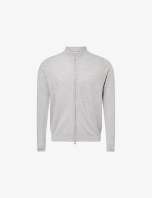Textured Crewneck Wool Cardigan by JOHN SMEDLEY