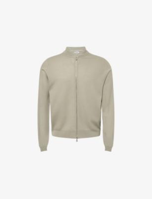 Textured Crewneck Wool Cardigan by JOHN SMEDLEY