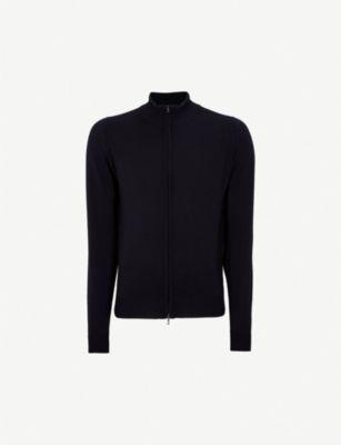 Zipped merino wool cardigan by JOHN SMEDLEY