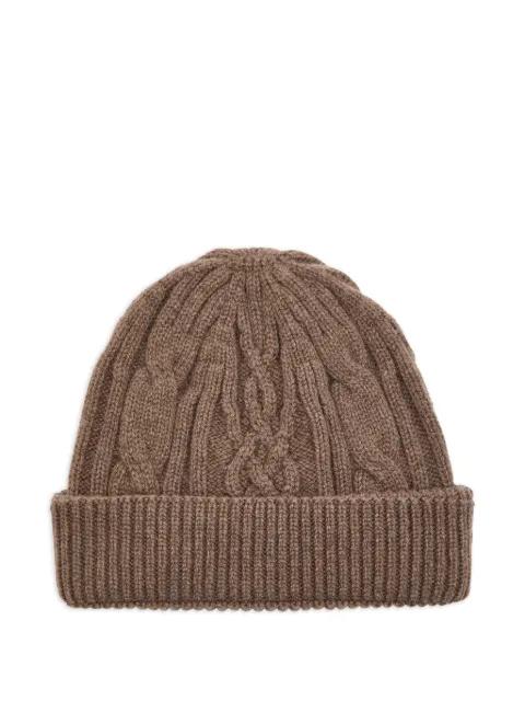 cable-knit beanie hat by JOHN SMEDLEY