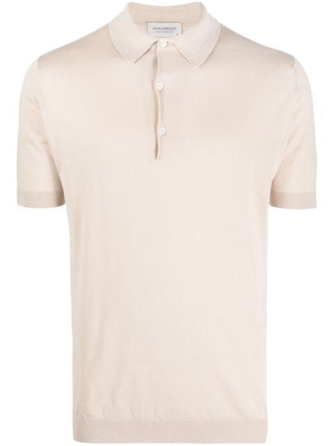 ribbed-knit cotton polo shirt by JOHN SMEDLEY