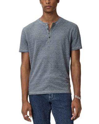 Elm Short Sleeve Textured Coverstitch Henley by JOHN VARVATOS