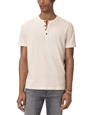 Elm Short Sleeve Textured Coverstitch Henley by JOHN VARVATOS
