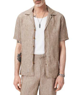 Gray Linen Extended Lapel Collar Shirt by JOHN VARVATOS