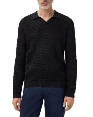 Haynes Open Collar Cable Polo Sweater by JOHN VARVATOS