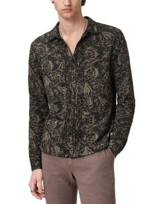 Lucian Long Sleeve Shirt in Jacquard with Pintuck by JOHN VARVATOS