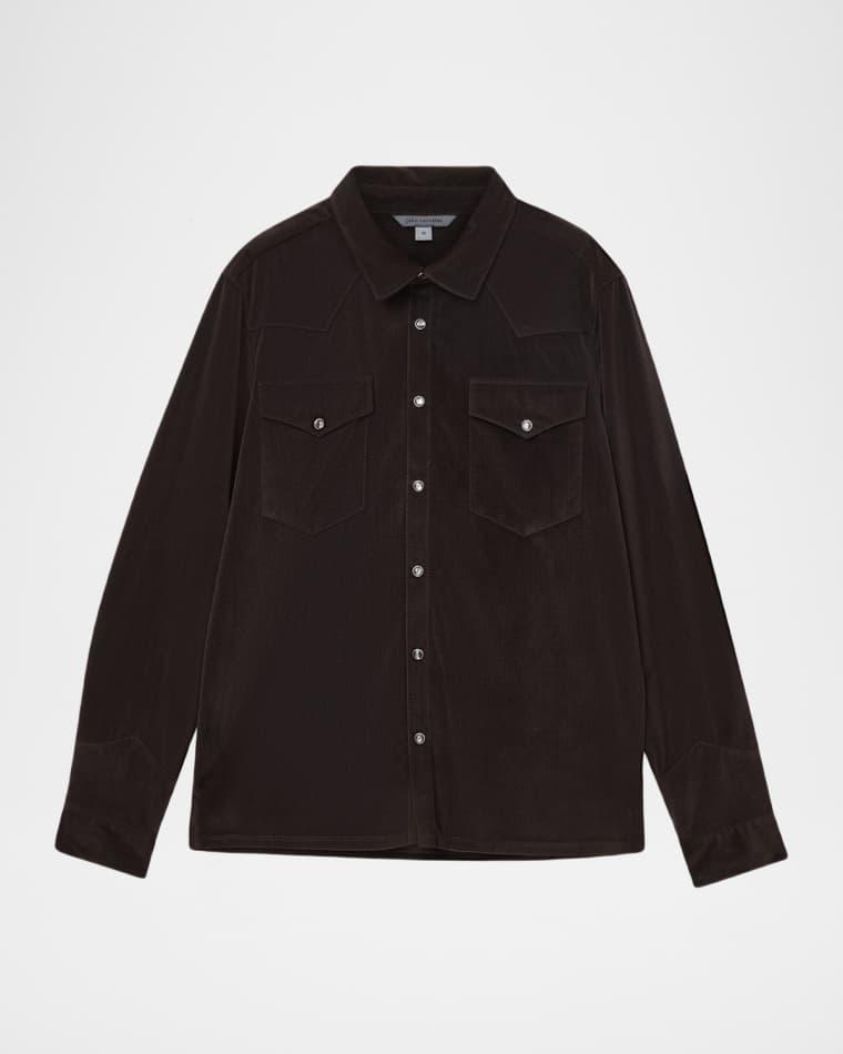 Men's Andres Herringbone Snap-Front Western Shirt by JOHN VARVATOS