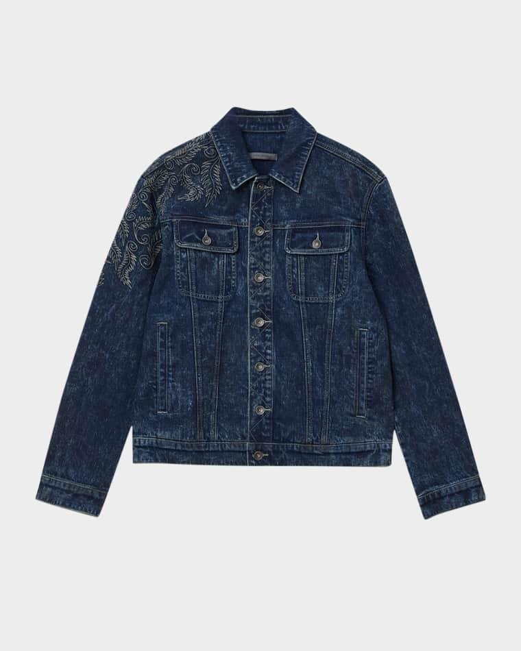 Men's Anthony Embroidered Denim Trucker Jacket by JOHN VARVATOS