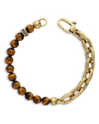 Men's Brass Tiger Eye Artisan Chain Link Bracelet by JOHN VARVATOS