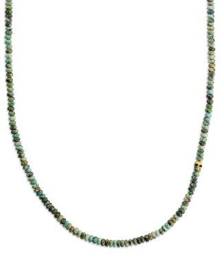 Men's Brass Turquoise & Skull Bead Necklace by JOHN VARVATOS