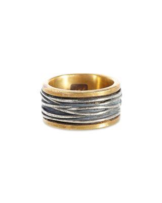 Men's Brass & Silver Wrap Wide Width Ring by JOHN VARVATOS