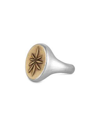 Men's Brass & Sterling Silver Distressed Artisan Star Ring by JOHN VARVATOS