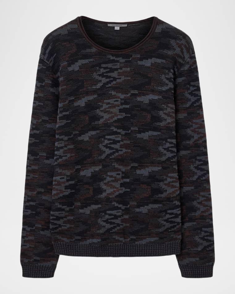 Men's Caden Cotton Jacquard Crewneck Sweater by JOHN VARVATOS