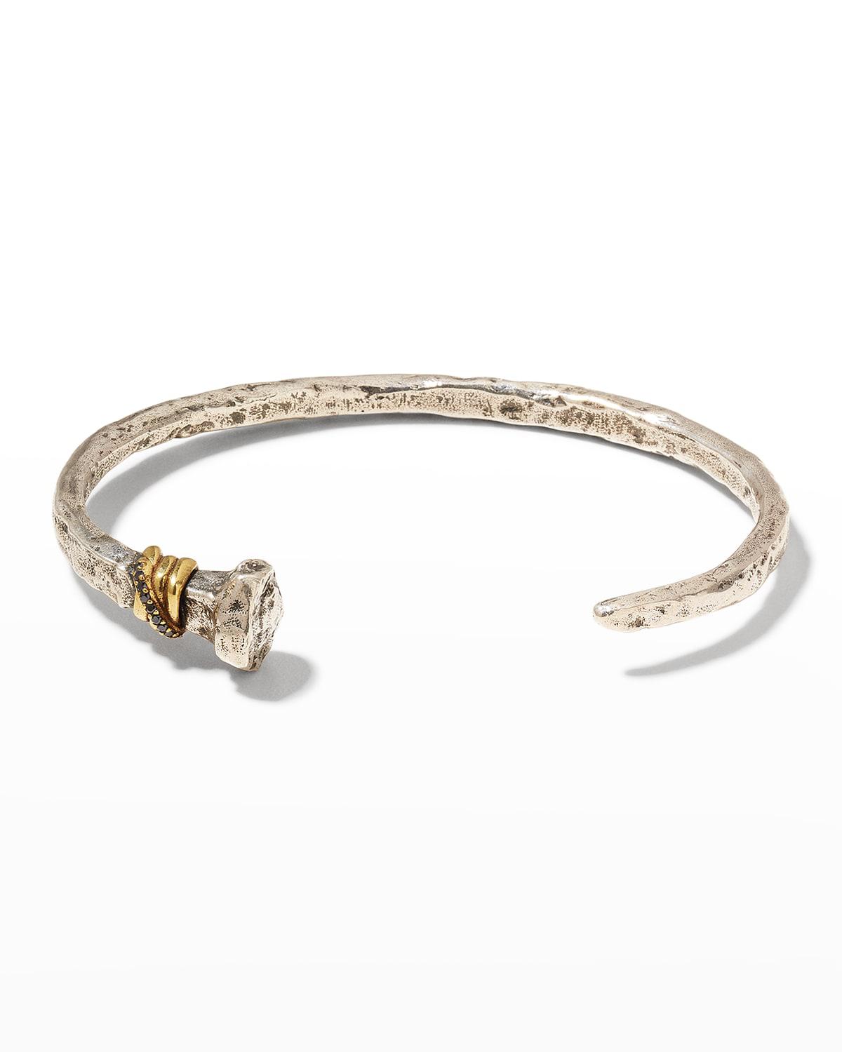 Men's Distressed Cuff Bracelet w/ Black Diamonds by JOHN VARVATOS