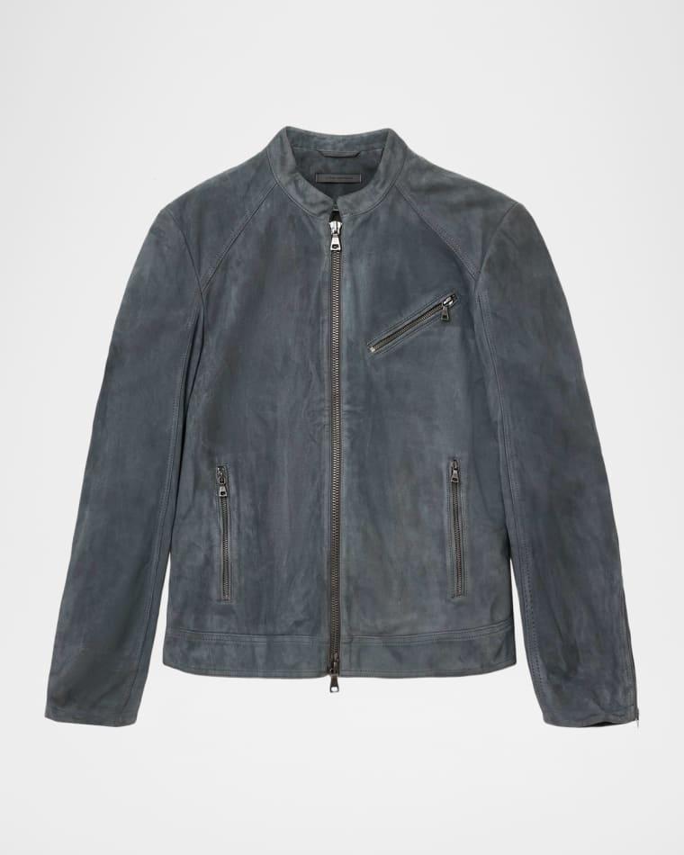 Men's Reede Suede Band-Collar Biker Jacket by JOHN VARVATOS Men's Reede Suede Band-Collar Biker Jacket by JOHN VARVATOS