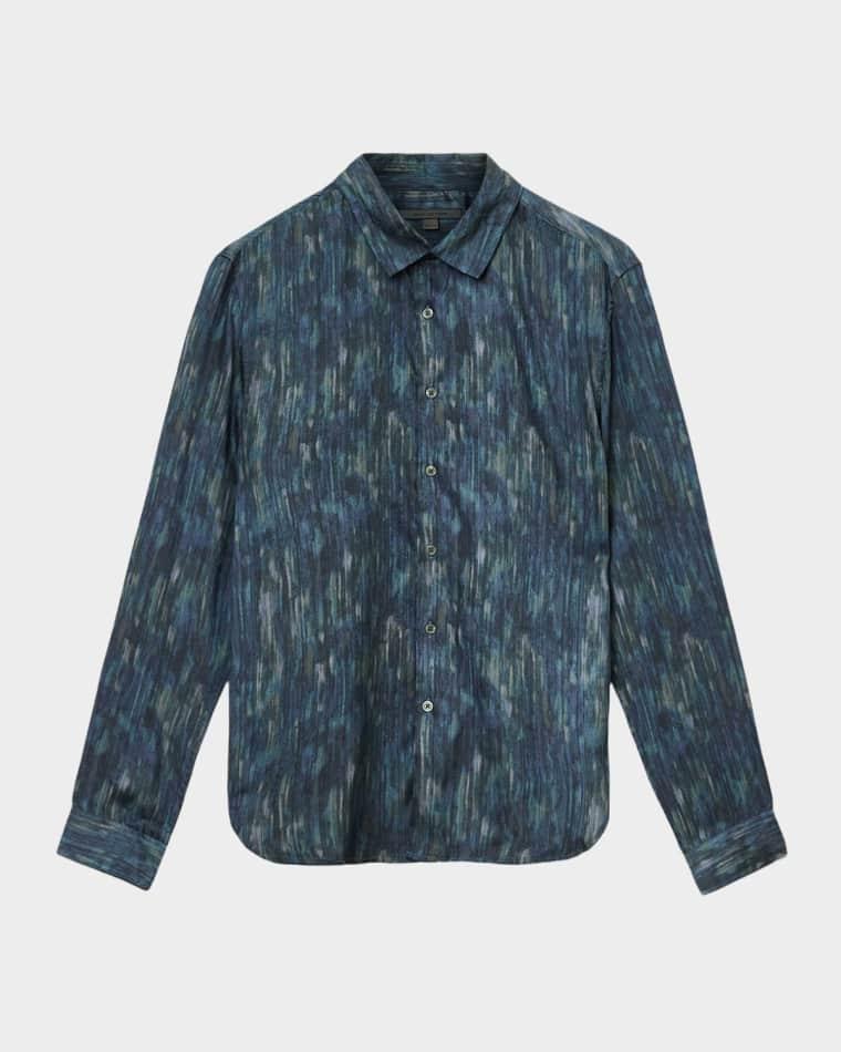 Men's Ross Slim Fit Modal Water-Print Button-Down Shirt by JOHN VARVATOS Men's Ross Slim Fit Modal Water-Print Button-Down Shirt by JOHN VARVATOS