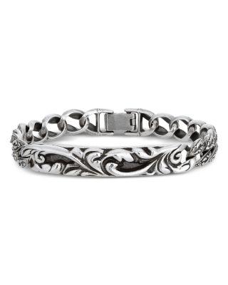 Men's Sterling Silver Gothic Design Link Bracelet by JOHN VARVATOS
