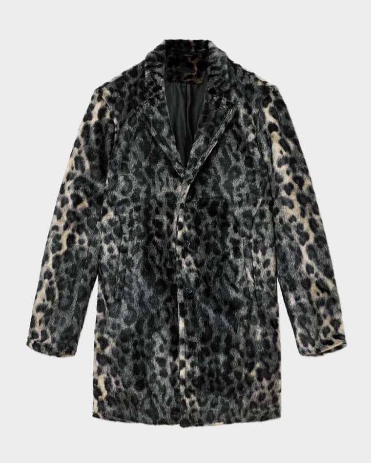 Men's Templeton Leopard-Effect Faux Fur Top Coat by JOHN VARVATOS