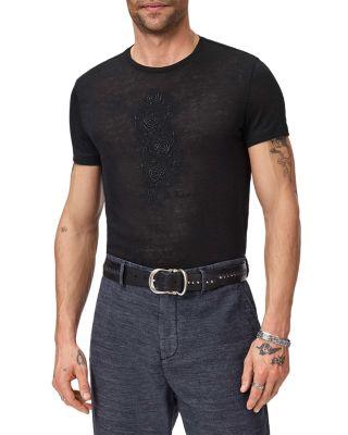 Rose Vine Embroidery Linen Crewneck Tee by JOHN VARVATOS