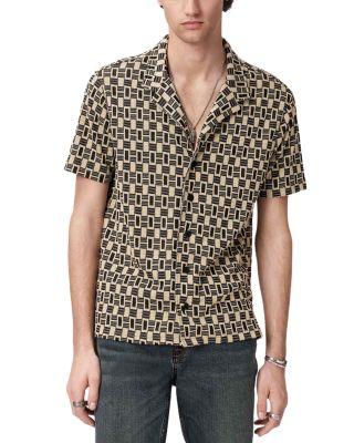 Sanford Short Sleeve Camp Collar Shirt in Bold Jacquard by JOHN VARVATOS