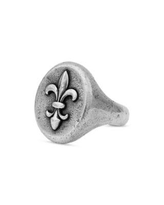 Sterling Silver Fleur De Lis Signet Ring by JOHN VARVATOS
