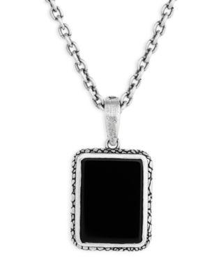 Sterling Silver Snakeskin Black Onyx Pendant Necklace by JOHN VARVATOS