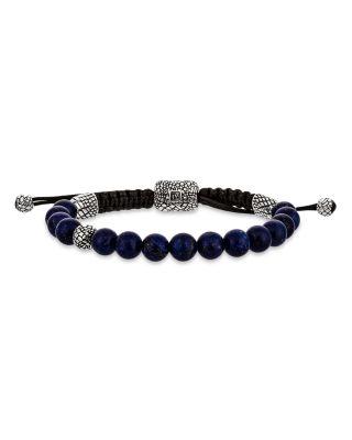 Sterling Silver Snakeskin Lapis Lazuli Beaded Adjustable Bracelet by JOHN VARVATOS