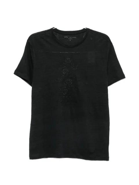 floral-embroidered crew-neck T-shirt by JOHN VARVATOS