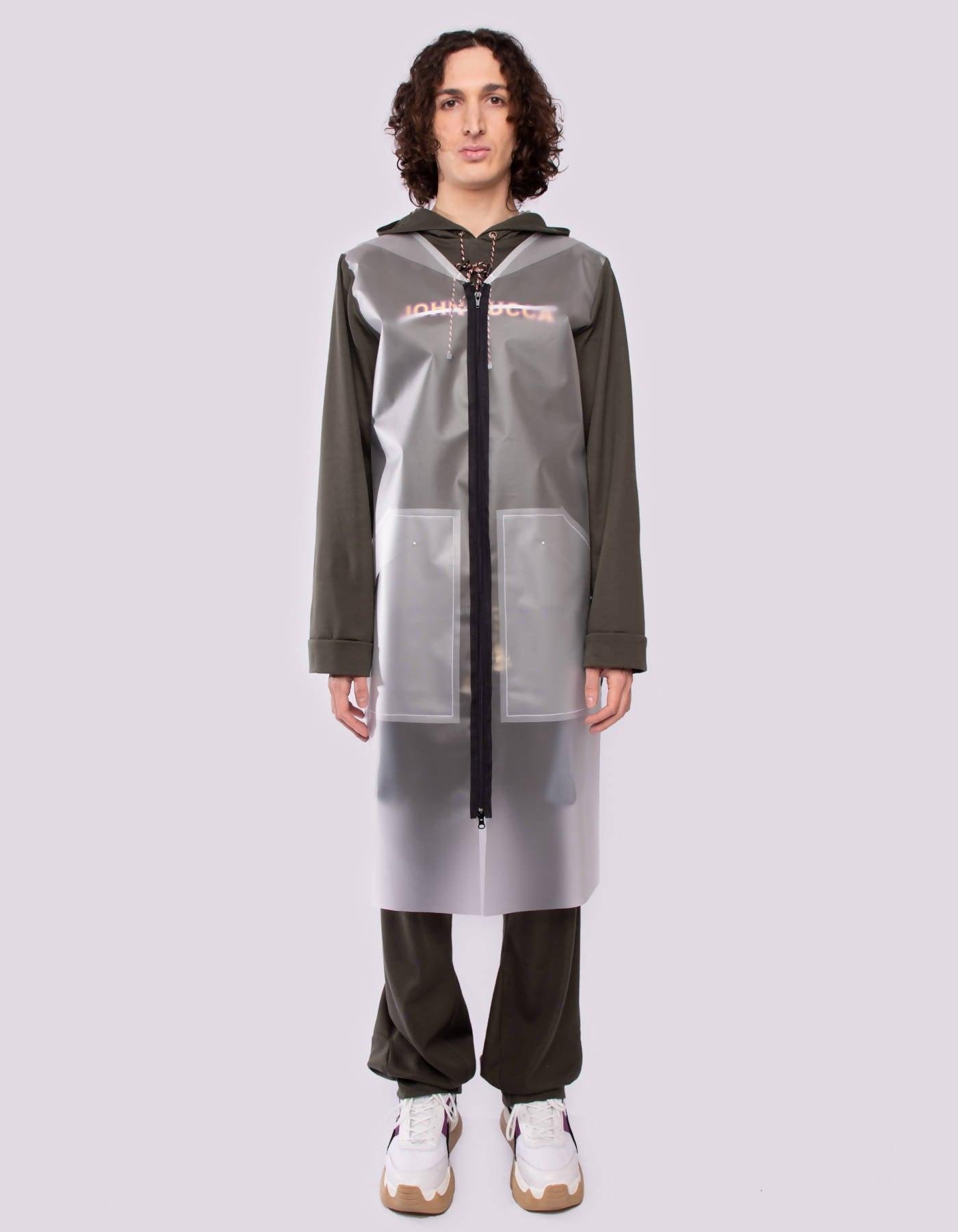 Unisex Hooded Long Rain Coat by JOHN ZUCCA