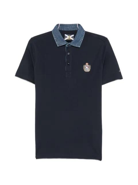Avvocato denim-collar crest-patch polo shirt by JOHNNY LAMBS