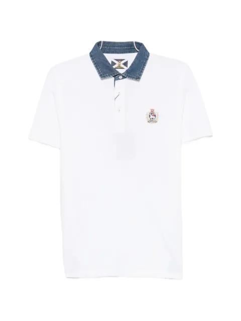 Avvocato denim-collar crest-patch polo shirt by JOHNNY LAMBS