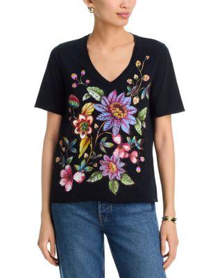 Aivy Raw Hem V Neck Tee by JOHNNY WAS