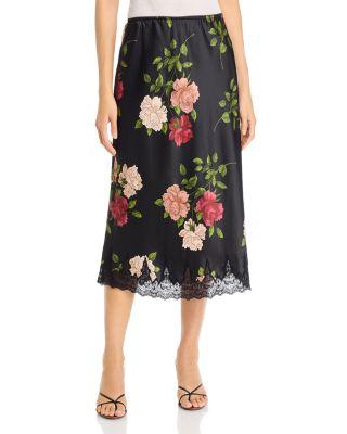 Eloriya Bias Cut Lace Trim Midi Skirt by JOHNNY WAS