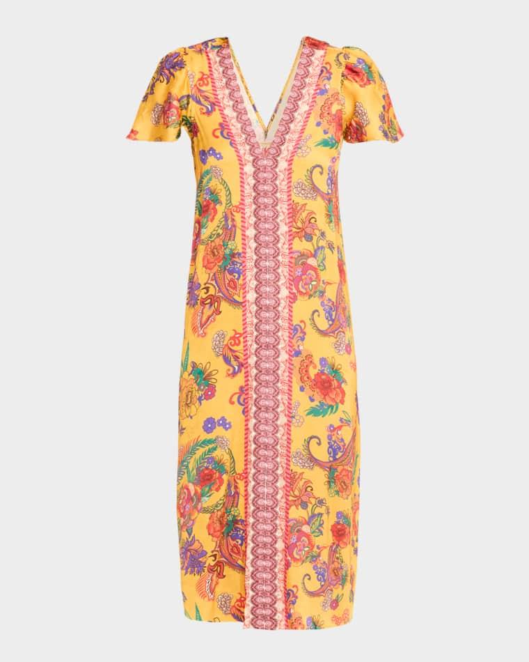 Eva Floral-Print Midi Shift Dress by JOHNNY WAS