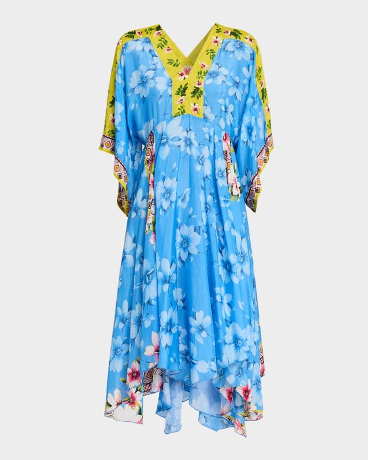 Floral-Print Silk Handkerchief Midi Dress by JOHNNY WAS