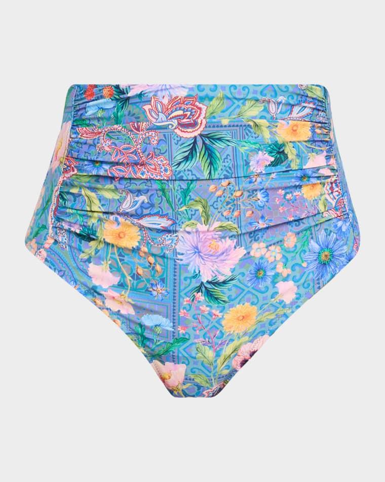 Lilliana High-Waist Ruched Bikini Bottoms by JOHNNY WAS