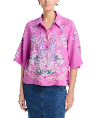 Linen Kimono Sleeve Shirt by JOHNNY WAS