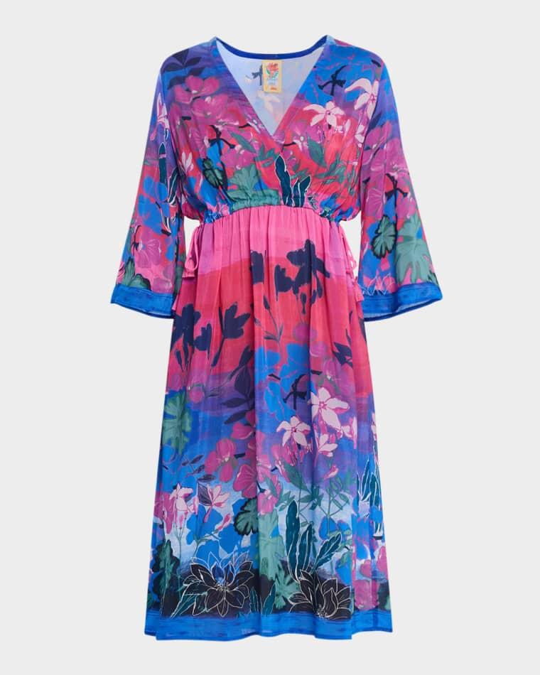 Nekaneh Sunset Floral-Print Midi Dress by JOHNNY WAS