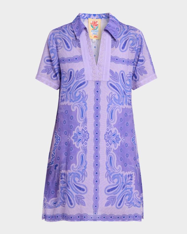 Paisley-Print Mini Shift Dress by JOHNNY WAS