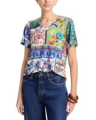 The Janie Favorite V Neck Flutter Sleeve Tee by JOHNNY WAS