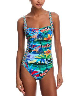 Twist Front Ruched One Piece Swimsuit by JOHNNY WAS