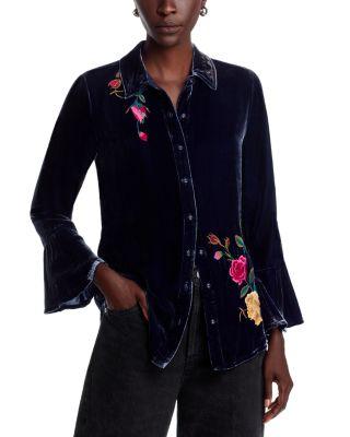 Velvet Bell Sleeve Blouse by JOHNNY WAS