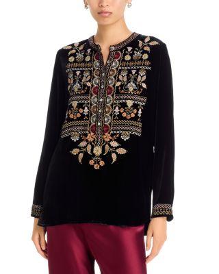 Velvet Henley Neck Tunic by JOHNNY WAS
