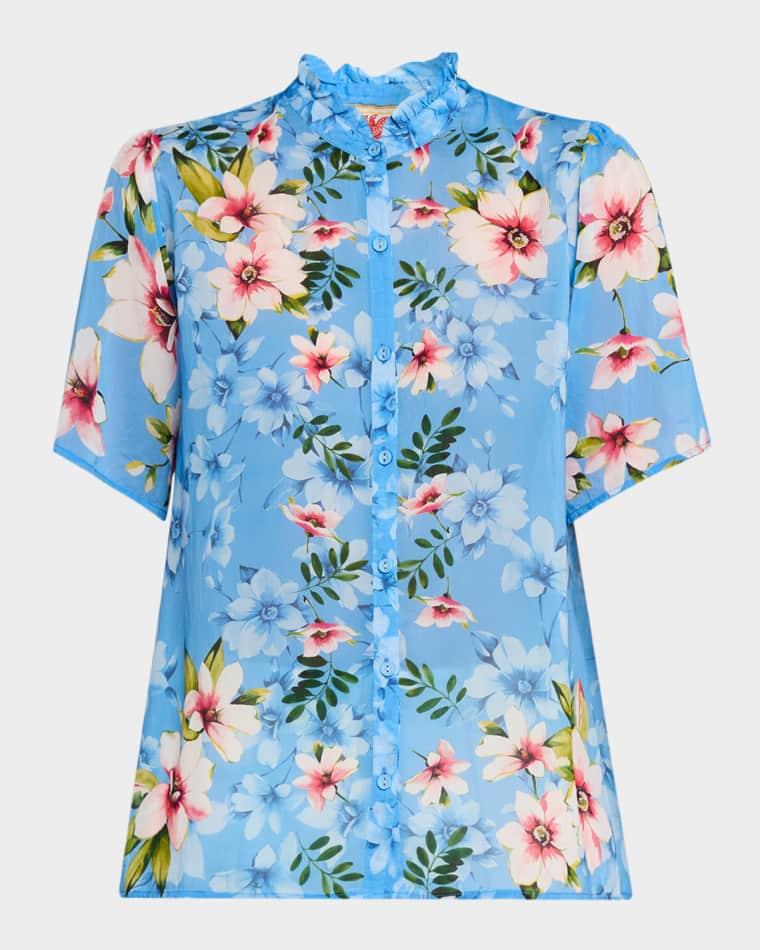 Yoella Floral Short-Sleeve Button-Down Shirt by JOHNNY WAS