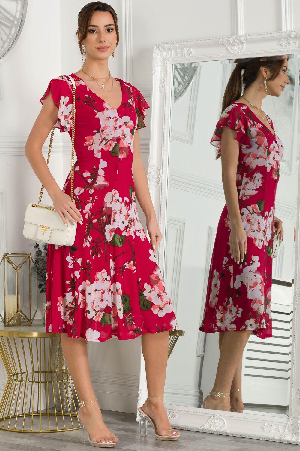 Acela Floral Print Mesh Dress by JOLIE MOI