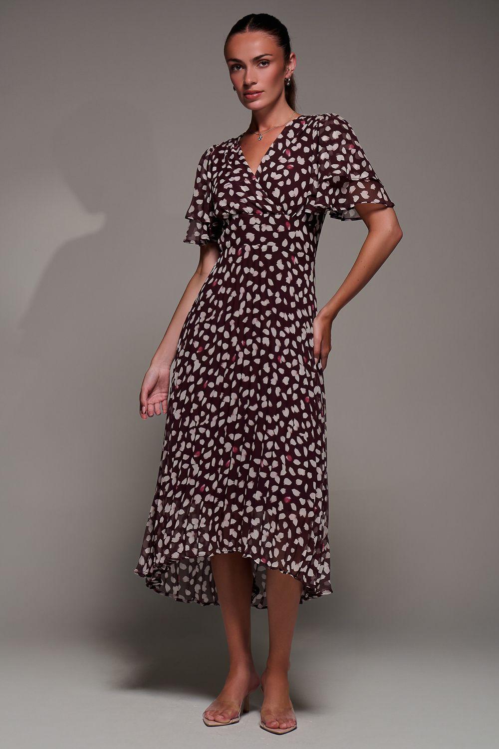 Angel Sleeve Pleated Chiffon Midaxi Dress by JOLIE MOI