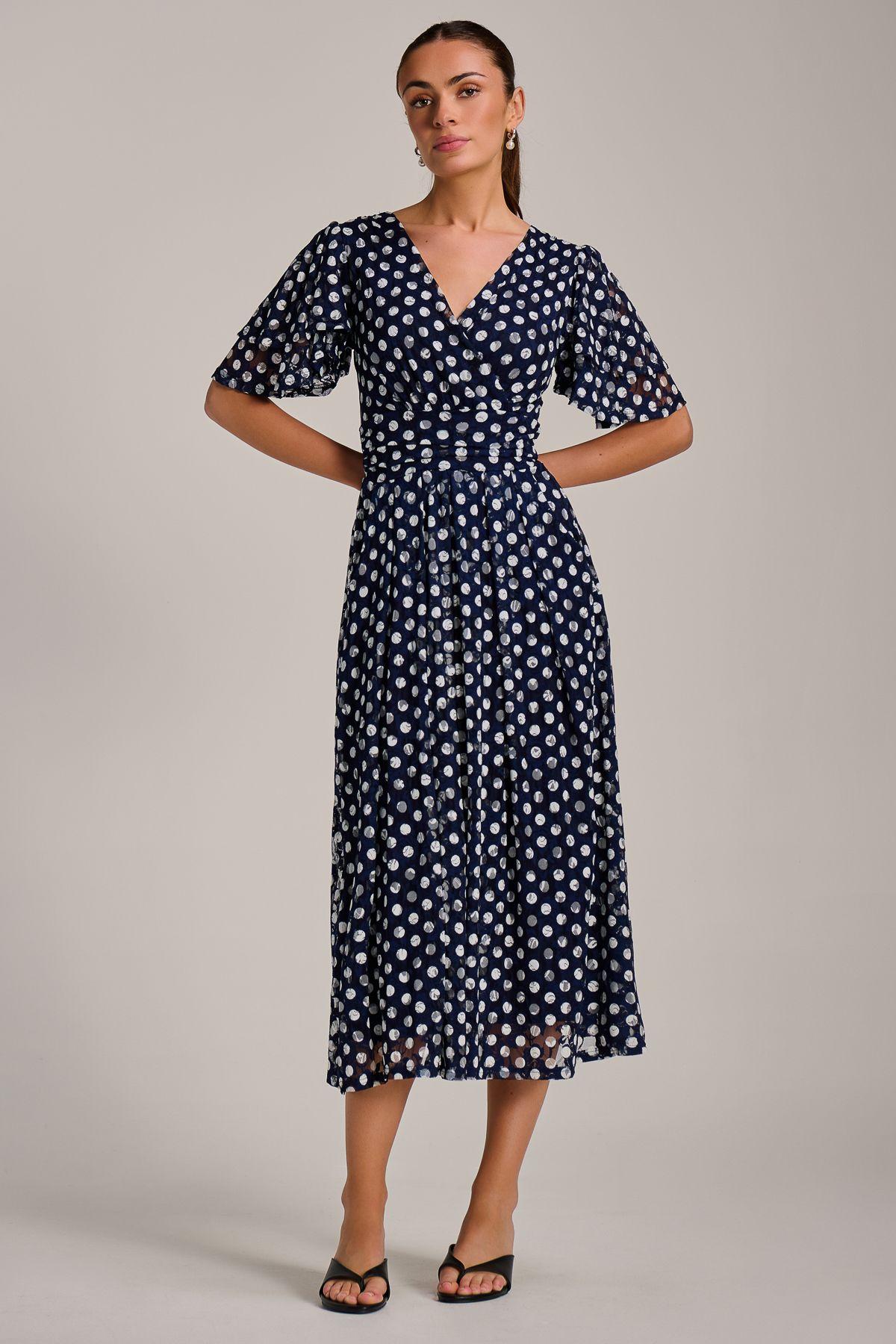 Angel Sleeve Print Lace Maxi Dress by JOLIE MOI