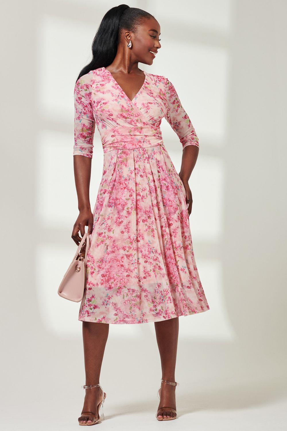 Brisa Mesh 3/4 Sleeve Midi Dress by JOLIE MOI