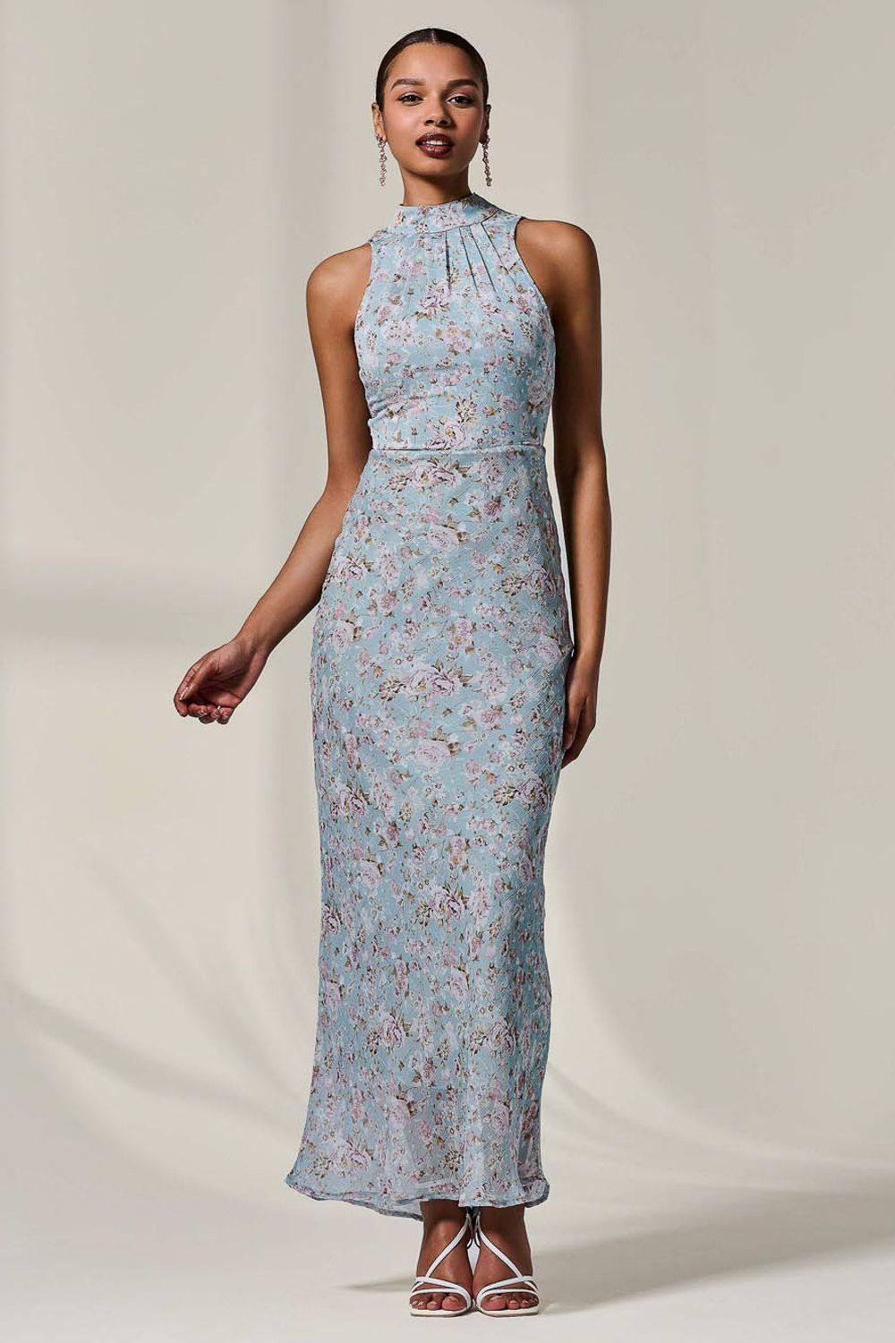 Chiffon Halter Neck Maxi Dress by JOLIE MOI
